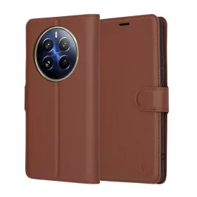   Techsuit - Leather Folio kinyitható tok - Realme 12 Pro / 12 Pro+ - Barna