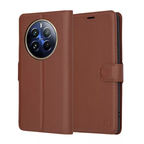Techsuit - Leather Folio kinyitható tok - Realme 12 Pro / 12 Pro+ - Barna