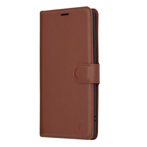 Techsuit - Leather Folio kinyitható tok - Realme 12 Pro / 12 Pro+ - Barna