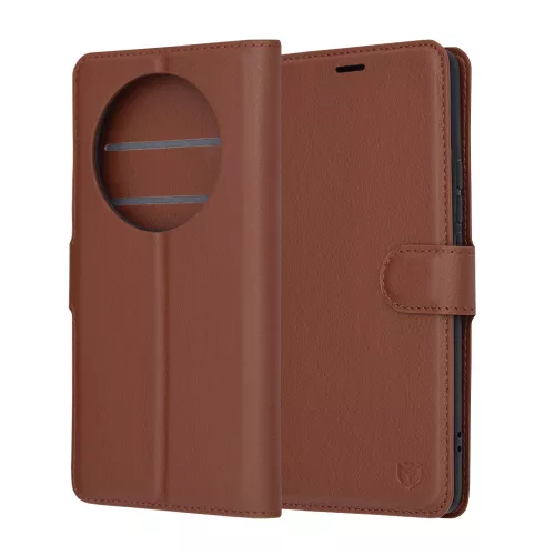 Techsuit - Leather Folio kinyitható tok - Realme 12 Pro / 12 Pro+ - Barna