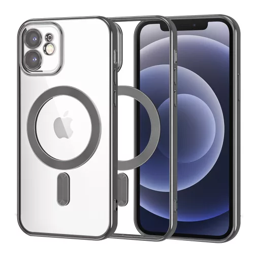Techsuit - Luxury Crystal MagSafe tok - iPhone 12 - Fekete átlátszó