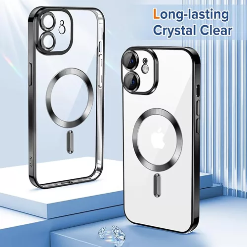Techsuit - Luxury Crystal MagSafe tok - iPhone 12 - Fekete átlátszó