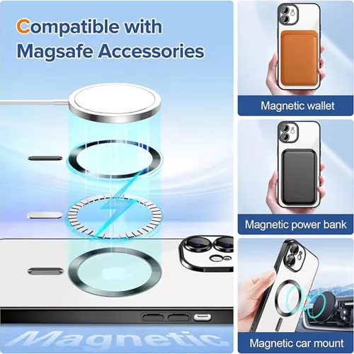 Techsuit - Luxury Crystal MagSafe tok - iPhone 12 - Fekete átlátszó