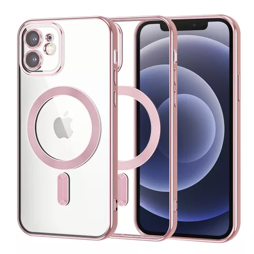 Techsuit - Luxury Crystal MagSafe tok - iPhone 12 - Rózsaszín átlátszó