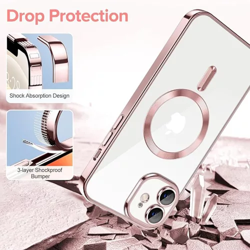 Techsuit - Luxury Crystal MagSafe tok - iPhone 12 - Rózsaszín átlátszó