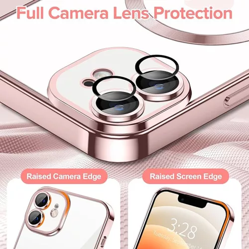 Techsuit - Luxury Crystal MagSafe tok - iPhone 12 - Rózsaszín átlátszó