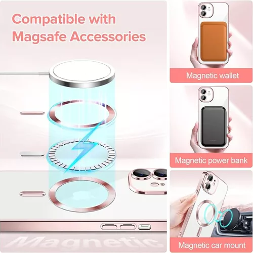 Techsuit - Luxury Crystal MagSafe tok - iPhone 12 - Rózsaszín átlátszó