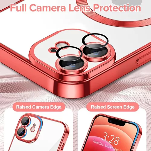 Techsuit - Luxury Crystal MagSafe tok - iPhone 12 - Piros átlátszó
