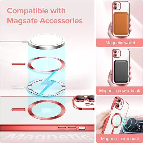 Techsuit - Luxury Crystal MagSafe tok - iPhone 12 - Piros átlátszó