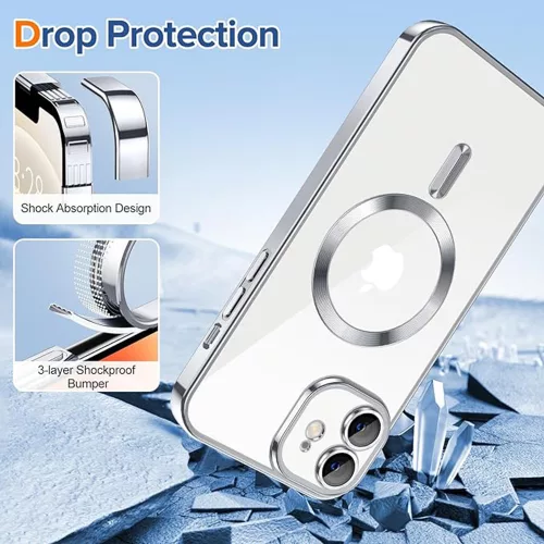 Techsuit - Luxury Crystal MagSafe tok - iPhone 12 - Ezüst átlátszó