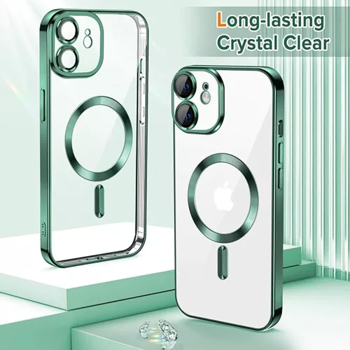 Techsuit - Luxury Crystal MagSafe tok - iPhone 12 - Sötétzöld átlátszó