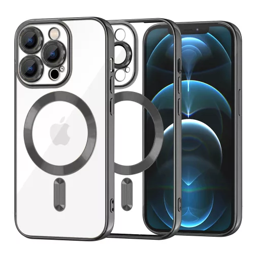 Techsuit - Luxury Crystal MagSafe tok - iPhone 12 Pro Max - Fekete átlátszó