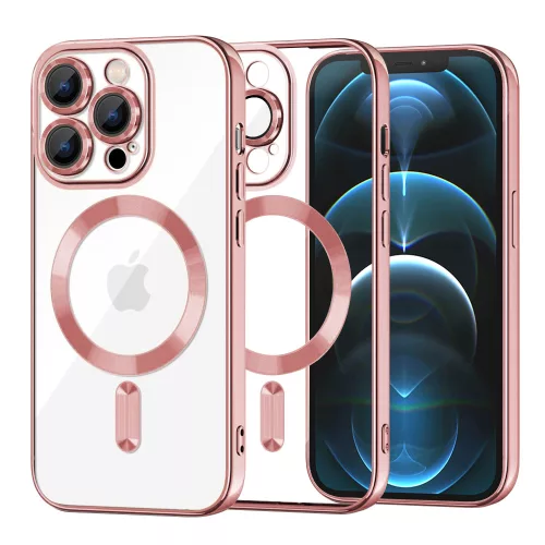 Techsuit - Luxury Crystal MagSafe tok - iPhone 12 Pro Max - Rózsaszín átlátszó