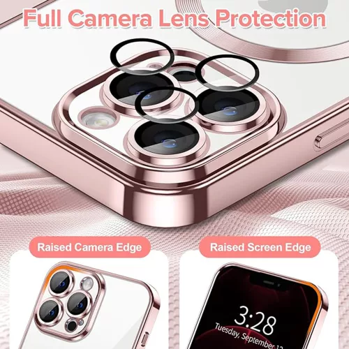 Techsuit - Luxury Crystal MagSafe tok - iPhone 12 Pro Max - Rózsaszín átlátszó