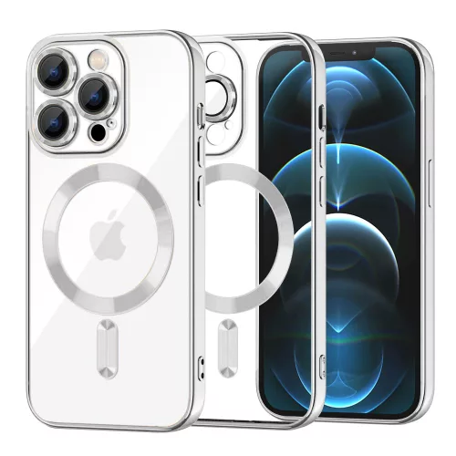 Techsuit - Luxury Crystal MagSafe tok - iPhone 12 Pro Max - Ezüst átlátszó
