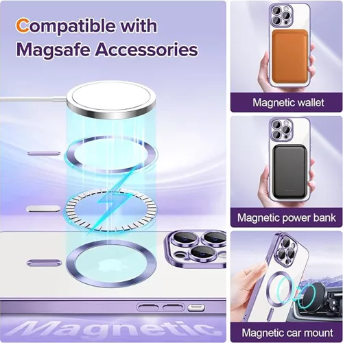 Techsuit - Luxury Crystal MagSafe tok - iPhone 12 Pro Max - Lila átlátszó