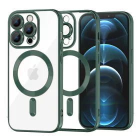   Techsuit - Luxury Crystal MagSafe tok - iPhone 12 Pro Max - Sötétzöld átlátszó