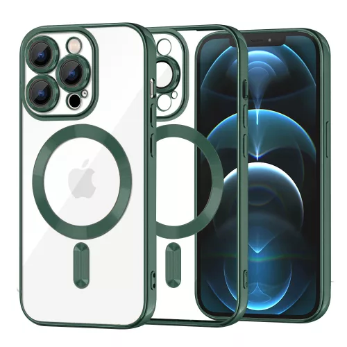 Techsuit - Luxury Crystal MagSafe tok - iPhone 12 Pro Max - Sötétzöld átlátszó