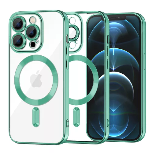 Techsuit - Luxury Crystal MagSafe tok - iPhone 12 Pro Max - Zöld átlátszó