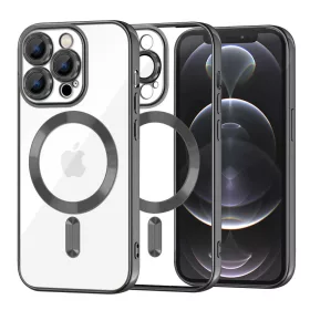   Techsuit - Luxury Crystal MagSafe tok - iPhone 12 Pro - Fekete átlátszó