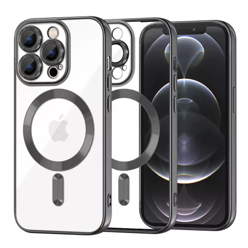 Techsuit - Luxury Crystal MagSafe tok - iPhone 12 Pro - Fekete átlátszó