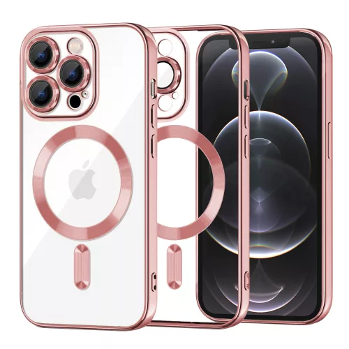 Techsuit - Luxury Crystal MagSafe tok - iPhone 12 Pro - Rózsaszín átlátszó