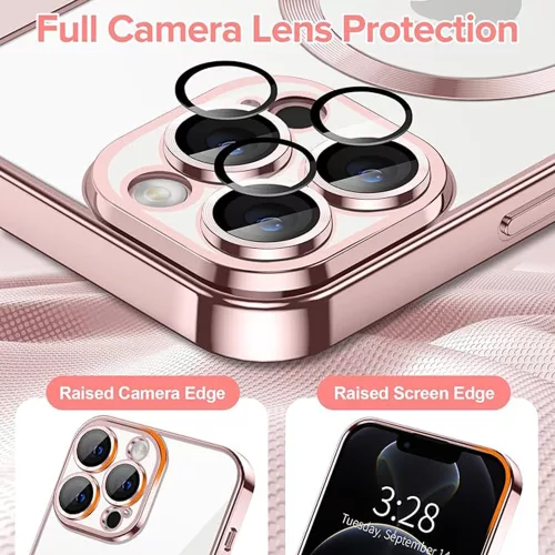 Techsuit - Luxury Crystal MagSafe tok - iPhone 12 Pro - Rózsaszín átlátszó