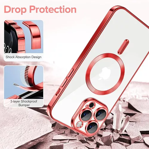 Techsuit - Luxury Crystal MagSafe tok - iPhone 12 Pro - Piros átlátszó