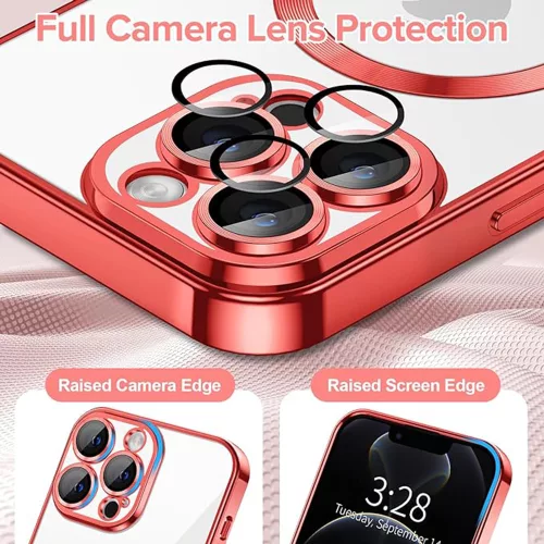 Techsuit - Luxury Crystal MagSafe tok - iPhone 12 Pro - Piros átlátszó