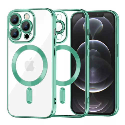 Techsuit - Luxury Crystal MagSafe tok - iPhone 12 Pro - Zöld átlátszó