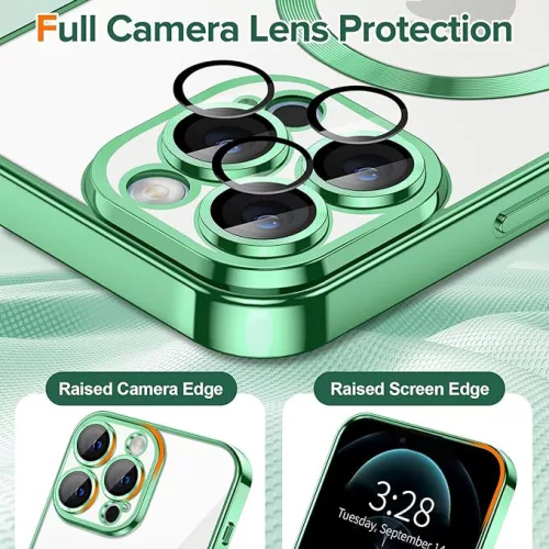 Techsuit - Luxury Crystal MagSafe tok - iPhone 12 Pro - Zöld átlátszó