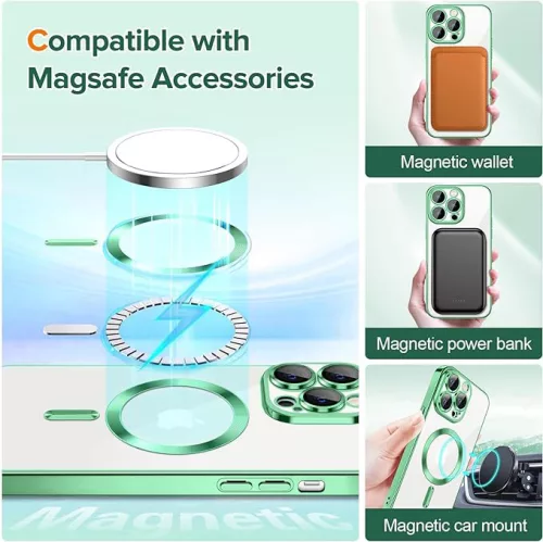 Techsuit - Luxury Crystal MagSafe tok - iPhone 12 Pro - Zöld átlátszó