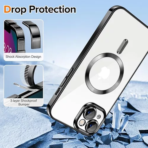 Techsuit - Luxury Crystal MagSafe tok - iPhone 13 - Fekete átlátszó