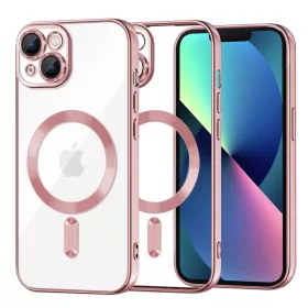   Techsuit - Luxury Crystal MagSafe tok - iPhone 13 - Rózsaszín átlátszó