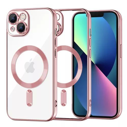 Techsuit - Luxury Crystal MagSafe tok - iPhone 13 - Rózsaszín átlátszó