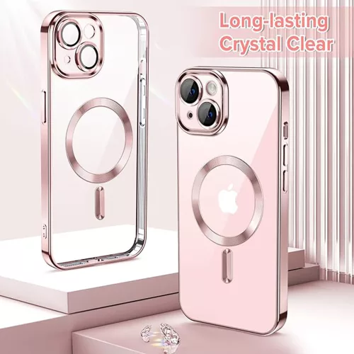 Techsuit - Luxury Crystal MagSafe tok - iPhone 13 - Rózsaszín átlátszó