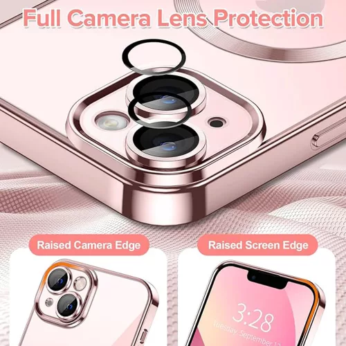 Techsuit - Luxury Crystal MagSafe tok - iPhone 13 - Rózsaszín átlátszó