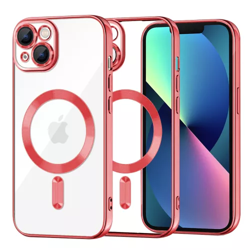 Techsuit - Luxury Crystal MagSafe tok - iPhone 13 - Piros átlátszó