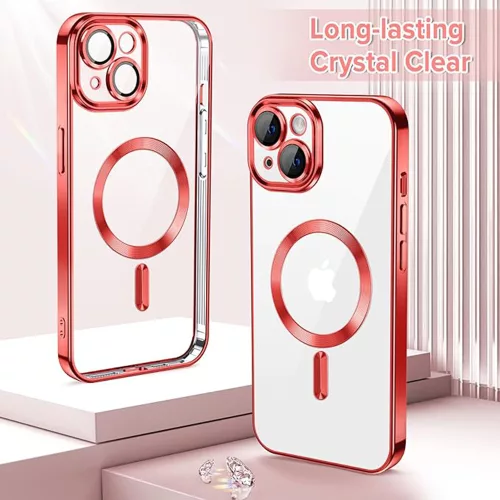 Techsuit - Luxury Crystal MagSafe tok - iPhone 13 - Piros átlátszó