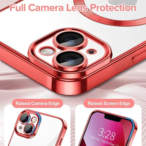 Techsuit - Luxury Crystal MagSafe tok - iPhone 13 - Piros átlátszó