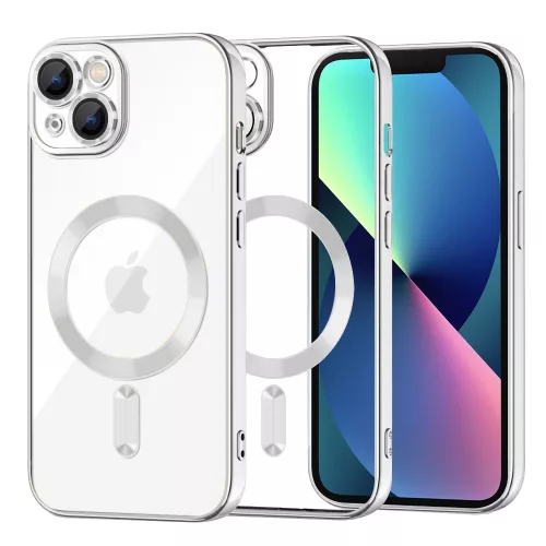 Techsuit - Luxury Crystal MagSafe tok - iPhone 13 - Ezüst átlátszó