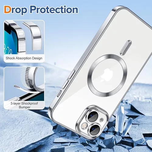 Techsuit - Luxury Crystal MagSafe tok - iPhone 13 - Ezüst átlátszó