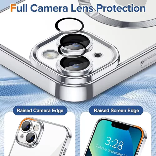 Techsuit - Luxury Crystal MagSafe tok - iPhone 13 - Ezüst átlátszó