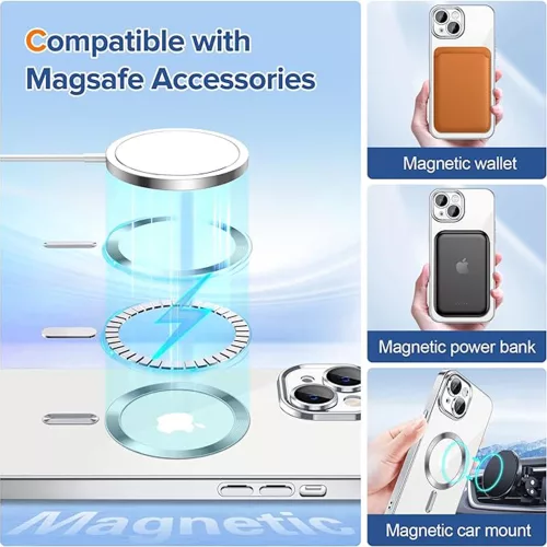 Techsuit - Luxury Crystal MagSafe tok - iPhone 13 - Ezüst átlátszó