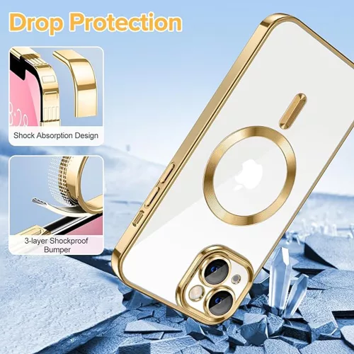 Techsuit - Luxury Crystal MagSafe tok - iPhone 13 - Arany átlátszó