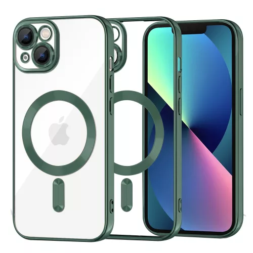 Techsuit - Luxury Crystal MagSafe tok - iPhone 13 - Sötétzöld átlátszó
