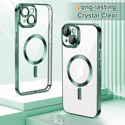 Techsuit - Luxury Crystal MagSafe tok - iPhone 13 - Sötétzöld átlátszó