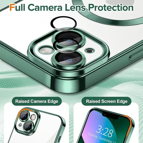 Techsuit - Luxury Crystal MagSafe tok - iPhone 13 - Sötétzöld átlátszó