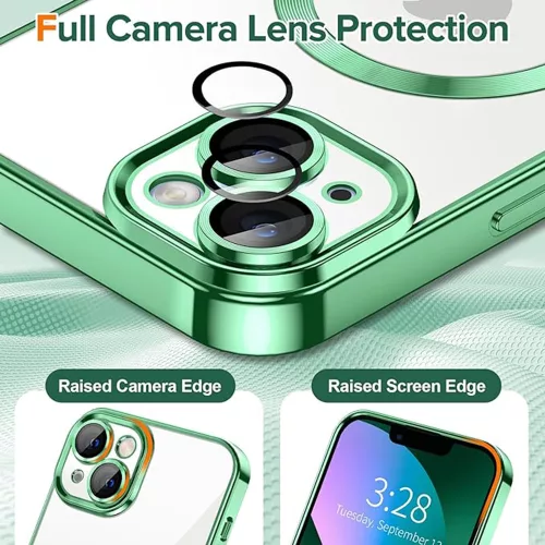 Techsuit - Luxury Crystal MagSafe tok - iPhone 13 - Zöld átlátszó