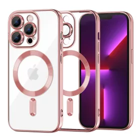   Techsuit - Luxury Crystal MagSafe tok - iPhone 13 Pro - Rózsaszín átlátszó